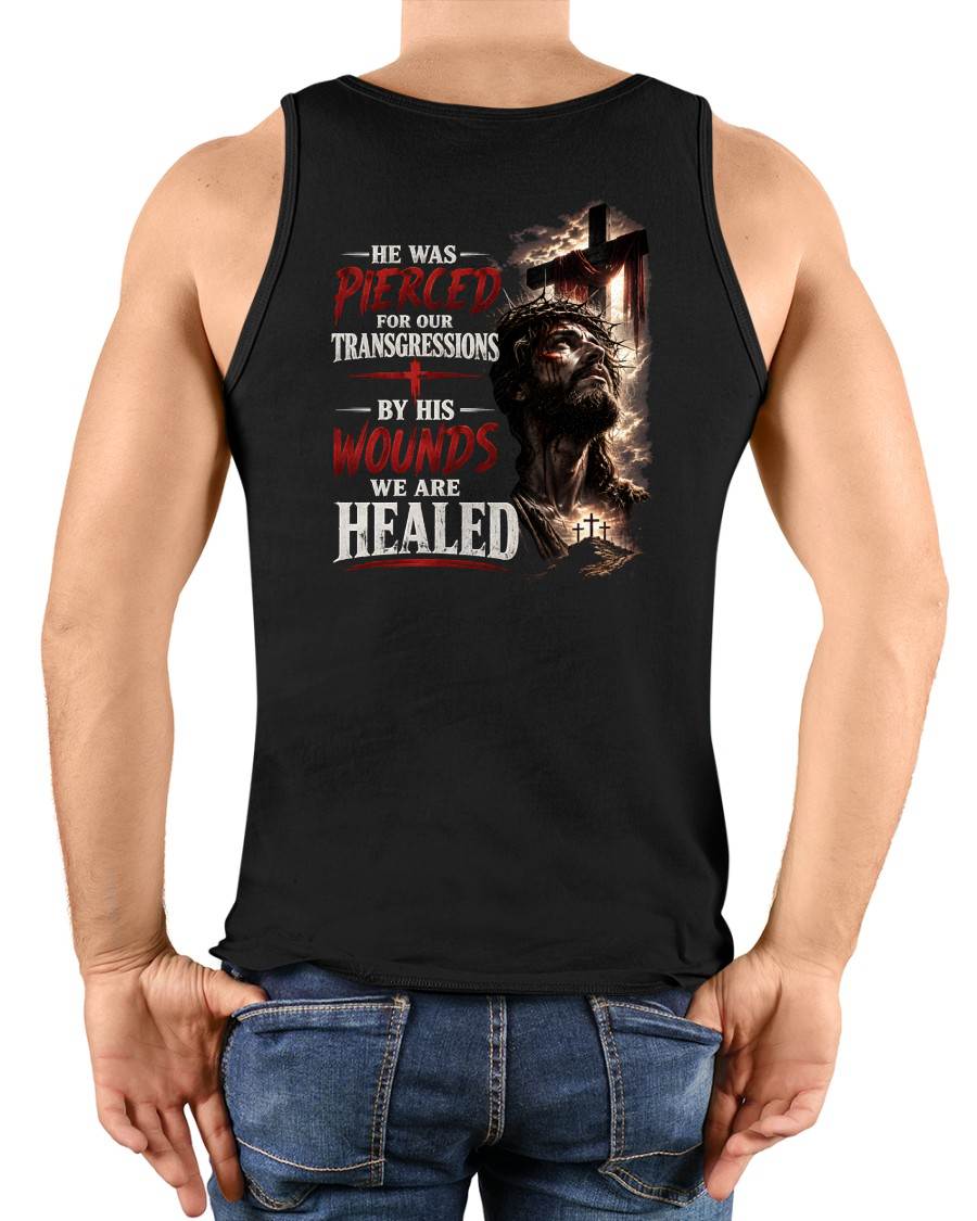 HE WAS PIERCED FOR OUR TRANSGRESSIONS  - CHRISTIAN T-SHIRT - FOR MEN NTTD00 (SKU2608-70)