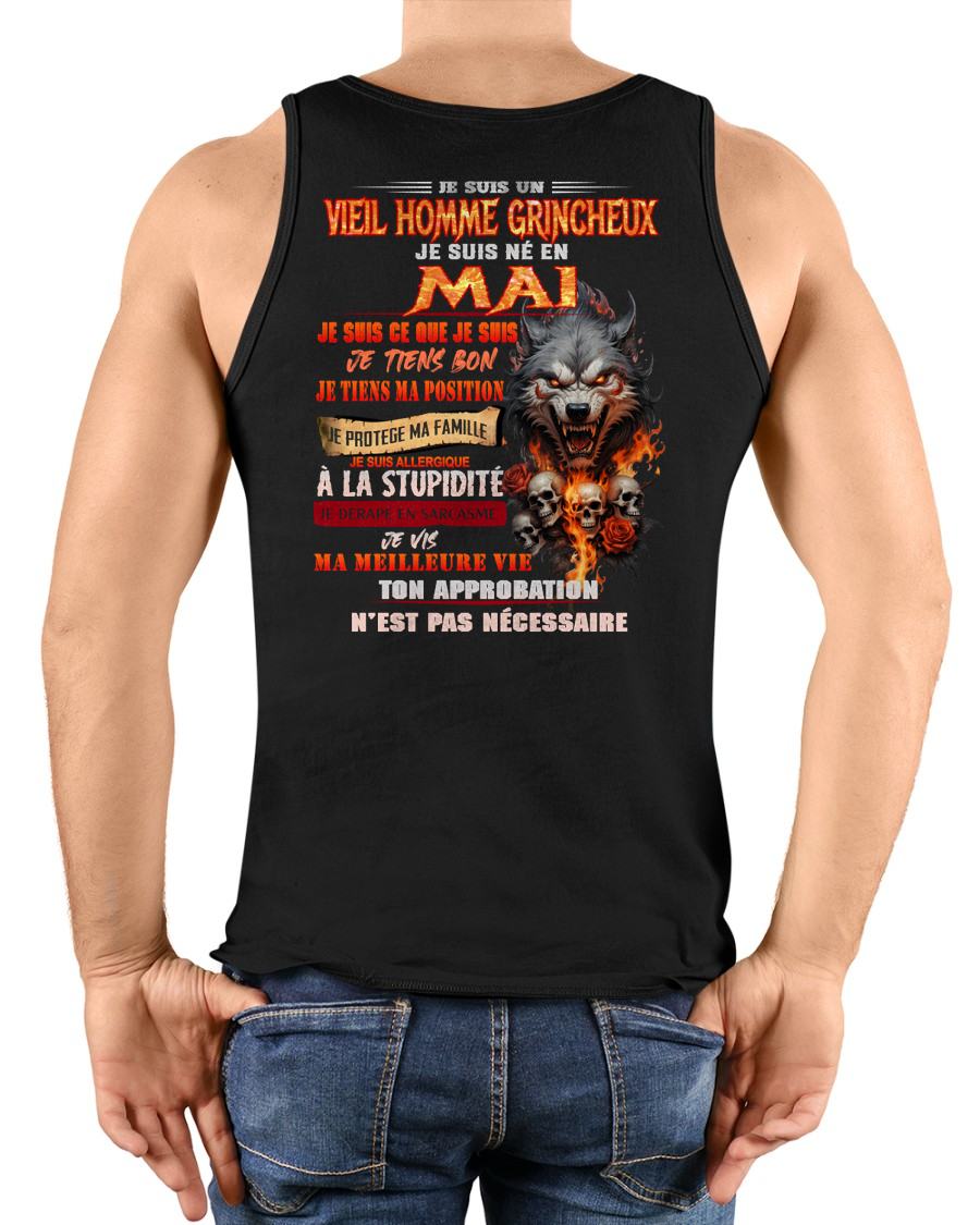 MAI – VIEIL HOMME GRINCHEUX – T-SHIRT D’ANNIVERSAIRE POUR HOMME - frNTTD05 (SKU26T-01167-05)