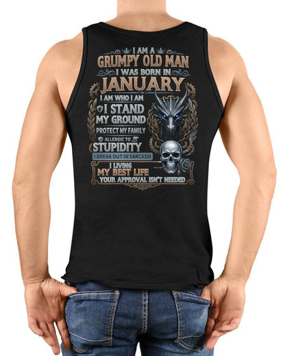 JANUARY - GRUMPY OLD MAN - BIRTHDAY T-SHIRT FOR MEN - NTTD01 (SKU2604-37-01)