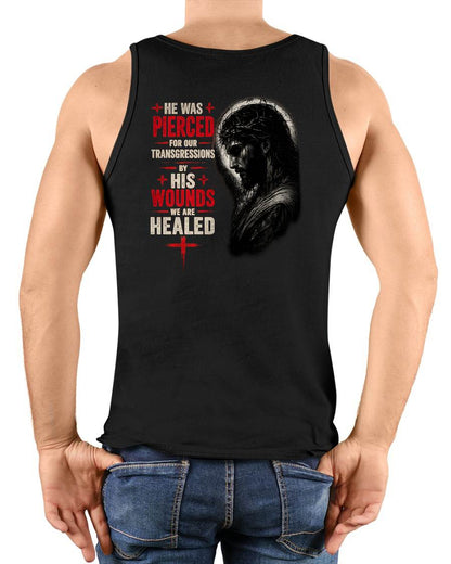 HE WAS PIERCED FOR OUR TRANSGRESSIONS  - CHRISTIAN T-SHIRT - FOR MEN NTTD00 (SKU2608-71)