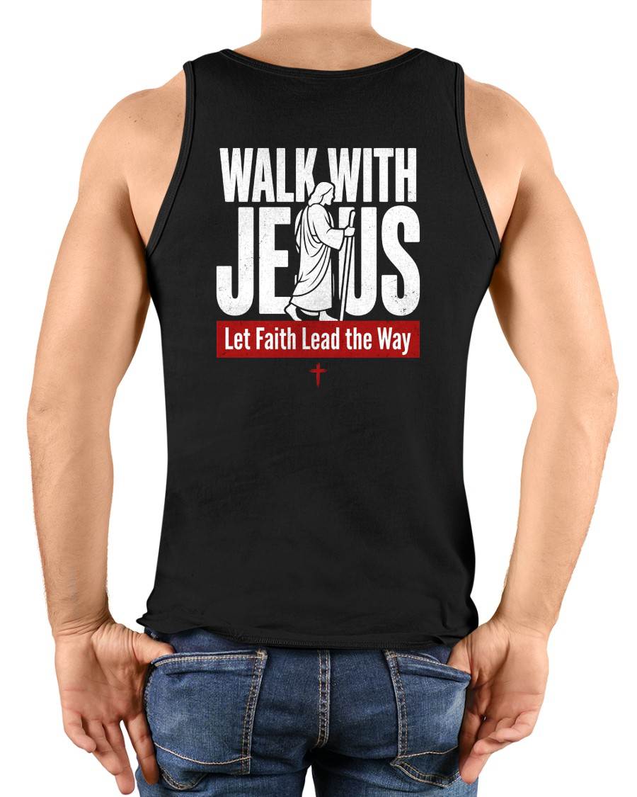 WALKING WITH JESUS - CHRISTIAN T-SHIRT - FOR MEN NTTD00 (SKU2608-128)