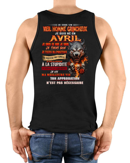 AVRIL – VIEIL HOMME GRINCHEUX – T-SHIRT D’ANNIVERSAIRE POUR HOMME - frNTTD04 (SKU26T-01167-04)
