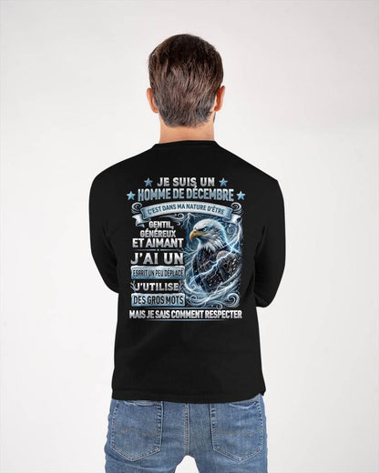 DÉCEMBRE – ESPRIT MALICIEUX MAIS SAIT RESPECTER - T-SHIRT ANNIVERSAIRE HOMME - IMPRESSION DTG PREMIUM - frNTTD12 (SKU2604-86-12)