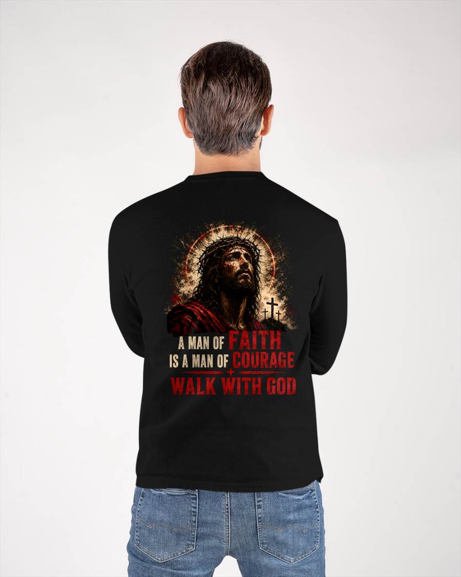 A MAN OF FAITH IS A MAN OF COURAGE  - CHRISTIAN T-SHIRT - FOR MEN NTTD00 (SKU2608-72)
