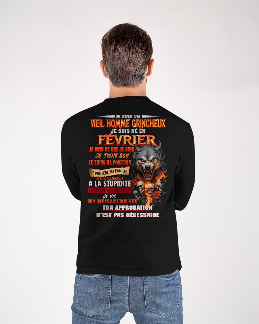 FÉVRIER – VIEIL HOMME GRINCHEUX – T-SHIRT D’ANNIVERSAIRE POUR HOMME - frNTTD02 (SKU26T-01167-02)