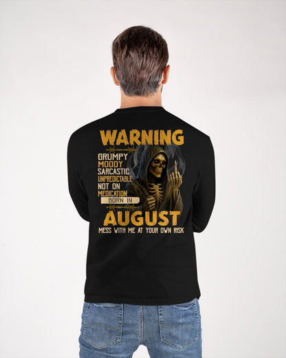 AUGUST - WARNING GRUMPY MOODY - BIRTHDAY T-SHIRT FOR MEN - NTTD08 (SKU26T-01-07-08)
