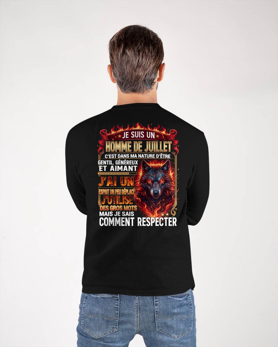 JUILLET – ESPRIT MALICIEUX MAIS SAIT RESPECTER - T-SHIRT ANNIVERSAIRE HOMME - IMPRESSION DTG PREMIUM - frNTTD07 (SKU2604-87-07)