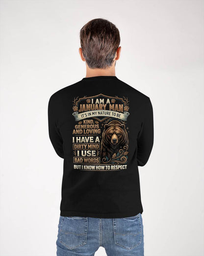 JANUARY - DIRTY MIND BUT KNOW HOW TO RESPECT - BIRTHDAY T-SHIRT FOR MEN - NTTD01 (SKU2604-105-01)