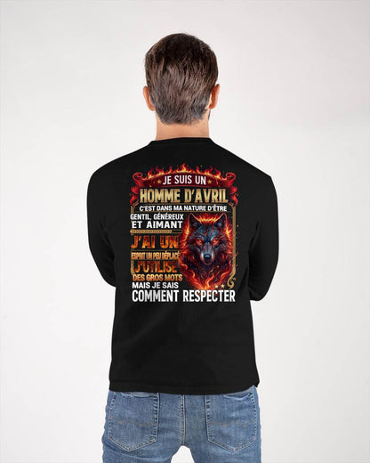 AVRIL – ESPRIT MALICIEUX MAIS SAIT RESPECTER - T-SHIRT ANNIVERSAIRE HOMME - IMPRESSION DTG PREMIUM - frNTTD04 (SKU2604-87-04)