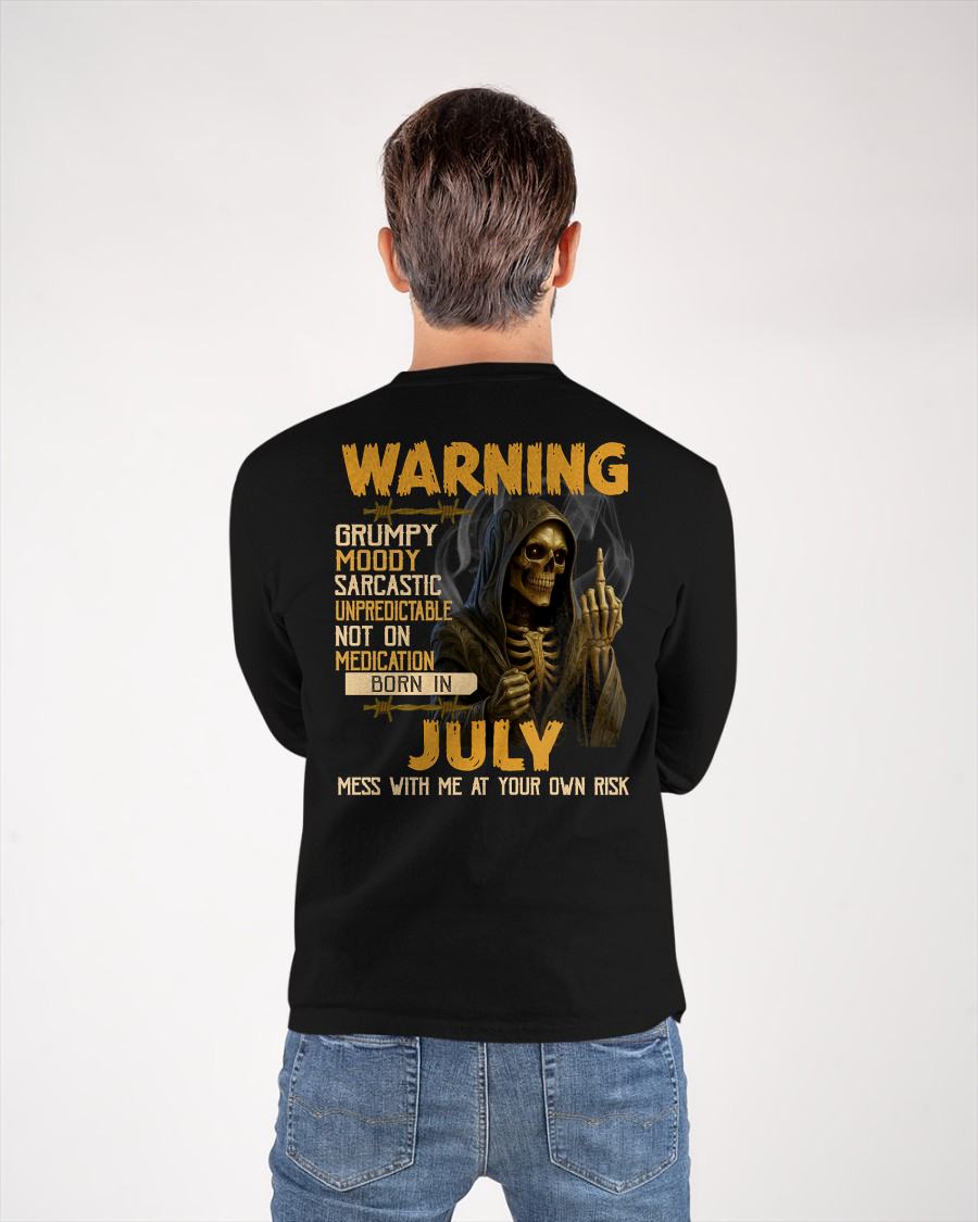 JULY - WARNING GRUMPY MOODY - BIRTHDAY T-SHIRT FOR MEN - NTTD07 (SKU26T-01-07-07)