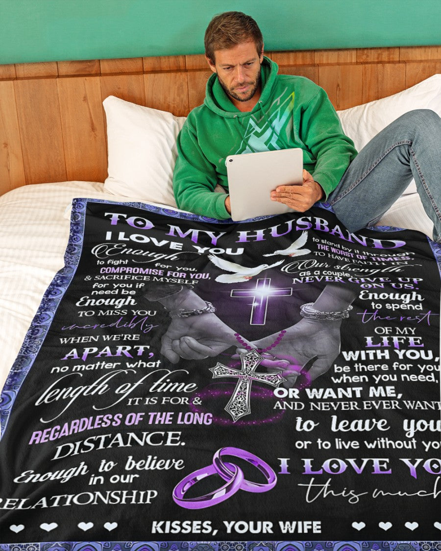 TO MY HUSBAND - GIFT FOR HUSBAND - Sherpa Fleece Quilt Blanket (SKUB-BLK-WIFE01)