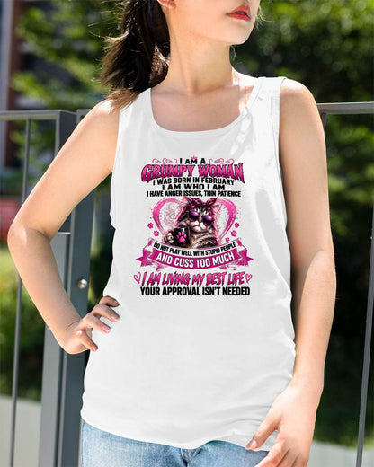 FEBRUARY - GRUMPY WOMAN - BIRTHDAY SHIRT FOR WOMEN - NTTD02 (SKU2607-279-02)