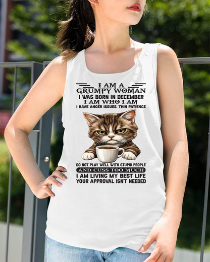 DECEMBER - GRUMPY WOMAN - BIRTHDAY SHIRT FOR WOMEN - NTTD12 (SKU2602-182-12)