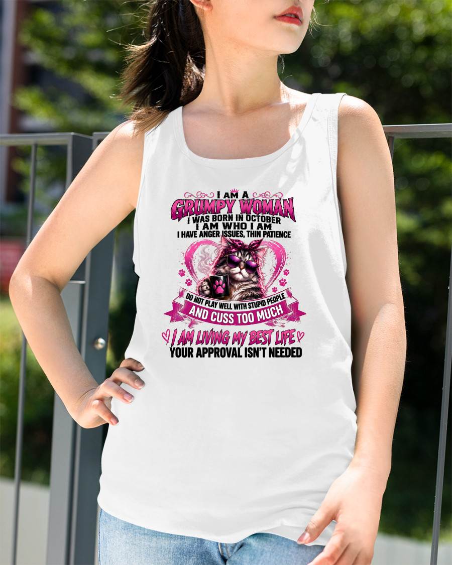 OCTOBER - GRUMPY WOMAN - BIRTHDAY SHIRT FOR WOMEN - NTTD10 (SKU2607-279-10)