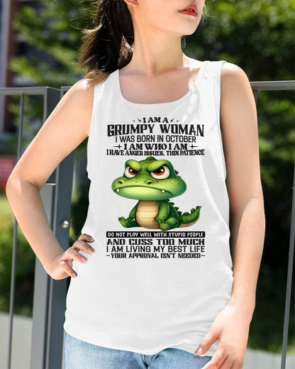 OCTOBER - GRUMPY WOMAN - BIRTHDAY SHIRT FOR WOMEN - NTTD10 (SKU2602-183-10)