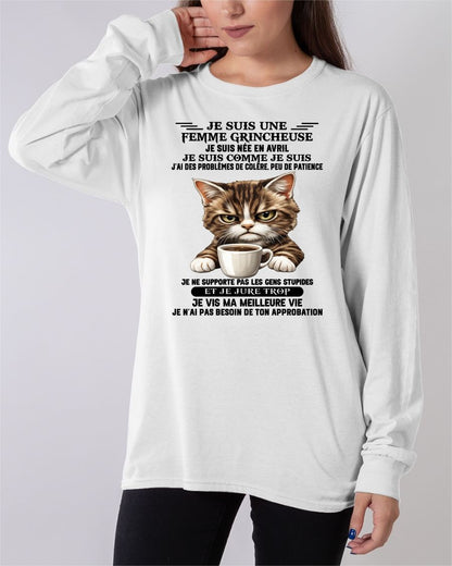 AVRIL - FEMME GRINCHEUSE – T-SHIRT D’ANNIVERSAIRE POUR FEMME - frNTTD04 (SKU2603-258-04)