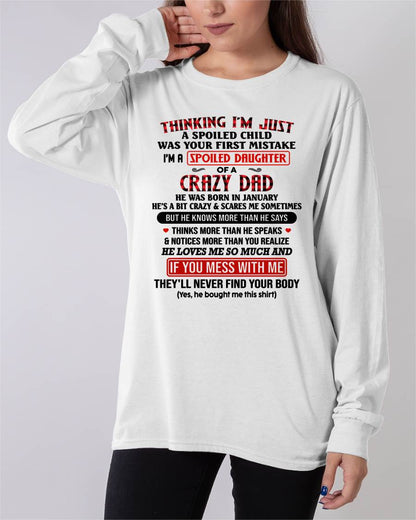 JANUARY - THINKING I'M JUST A SPOILED DAUGHTER WAS YOUR FIRST MISTAKE - GIFT FROM DAD - NTTD01 (SKU2604-278-01)