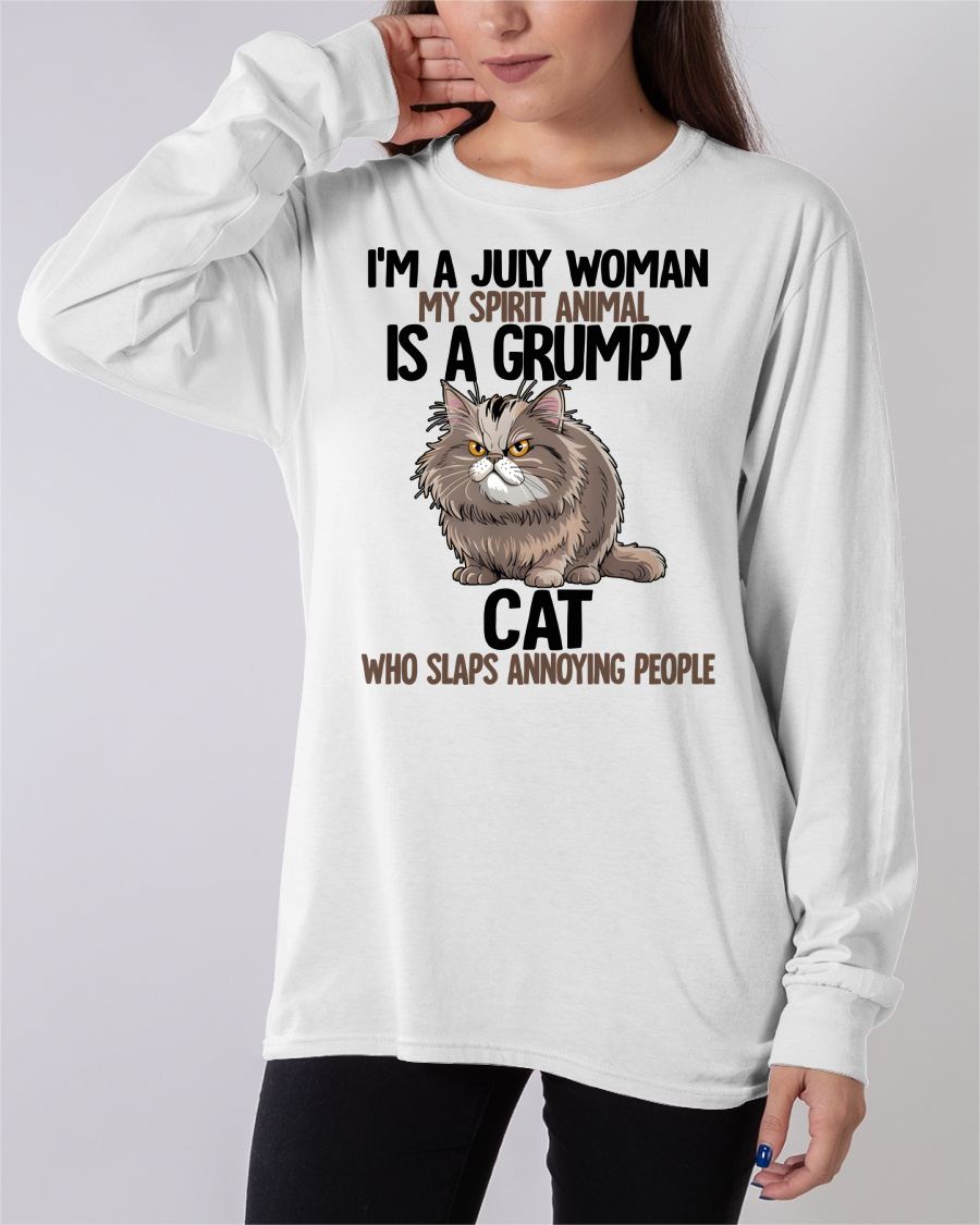 JULY - MY SPIRIT ANIMAL IS A GRUMPY CAT - BIRTHDAY SHIRT FOR WOMEN - NTTD07 (SKU12-278-07)