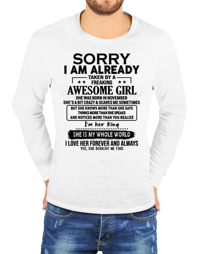 NOVEMBER - TO MY HUSBAND/BOYFRIEND - TAKEN BY A FREAKING AWESOME GIRL - GIFT FROM WIFE/GIRLFRIEND - NTTD11 (SKU.AT16-11)