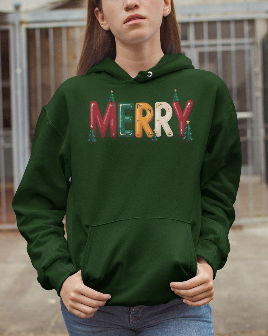 MERRY Christmas Sweatshirt – Festive Holiday Pullover for Winter | Christmas T-shirt, Hoodie, Long Sleeve Tee