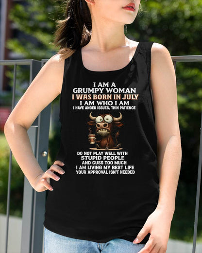 JULY - GRUMPY WOMAN - BIRTHDAY T-SHIRT FOR WOMEN - NTTD07 (SKU2602-151-07)