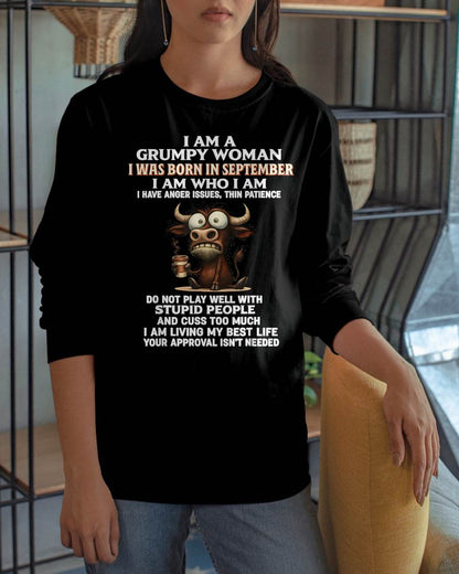 SEPTEMBER - GRUMPY WOMAN - BIRTHDAY T-SHIRT FOR WOMEN - NTTD09 (SKU2602-151-09)