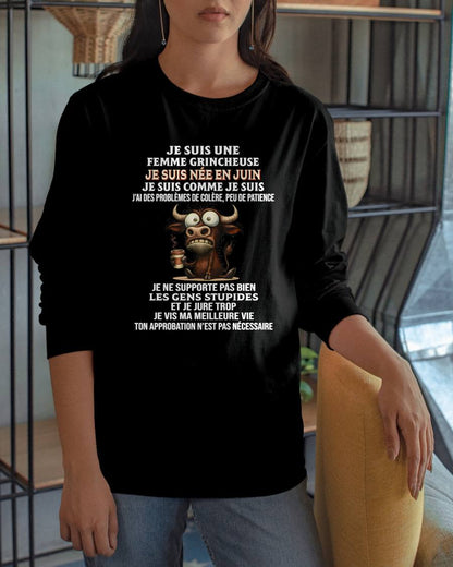 JUIN - FEMME GRINCHEUSE – T-SHIRT D’ANNIVERSAIRE POUR FEMME - frNTTD06 (SKU2603-260-06)