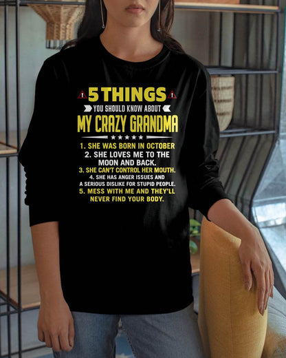 OCTOBER - 5 THINGS YOU SHOULD KNOW ABOUT MY CRAZY GRANDMA - GIFT FROM GRANDMA - NTTD10 (SKU2606-19-10)