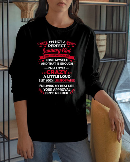 JANUARY - I'M NOT A PERFECT GIRL - BIRTHDAY T-SHIRT FOR WOMEN - NTTD01 (SKU2603-196-01)