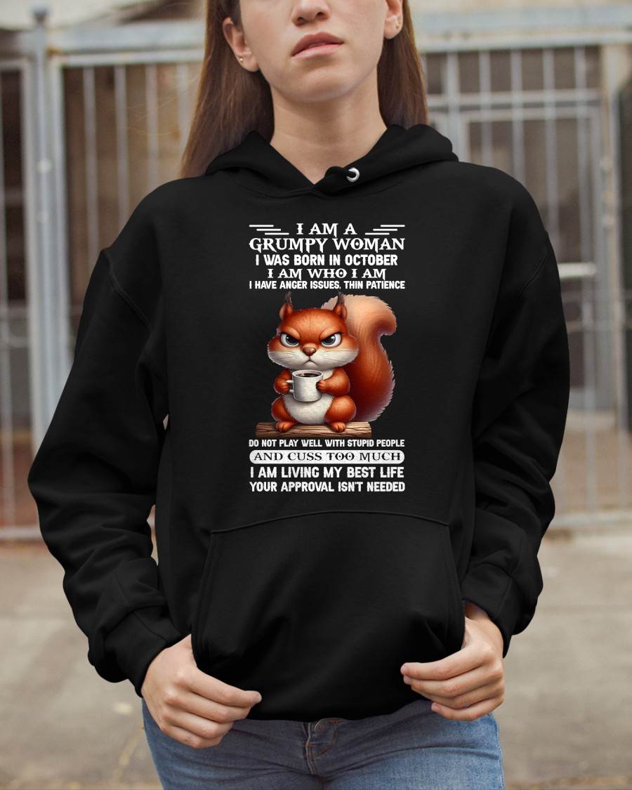 OCTOBER - GRUMPY WOMAN - BIRTHDAY T-SHIRT FOR WOMEN - NTTD10 (SKU2602-157-10)