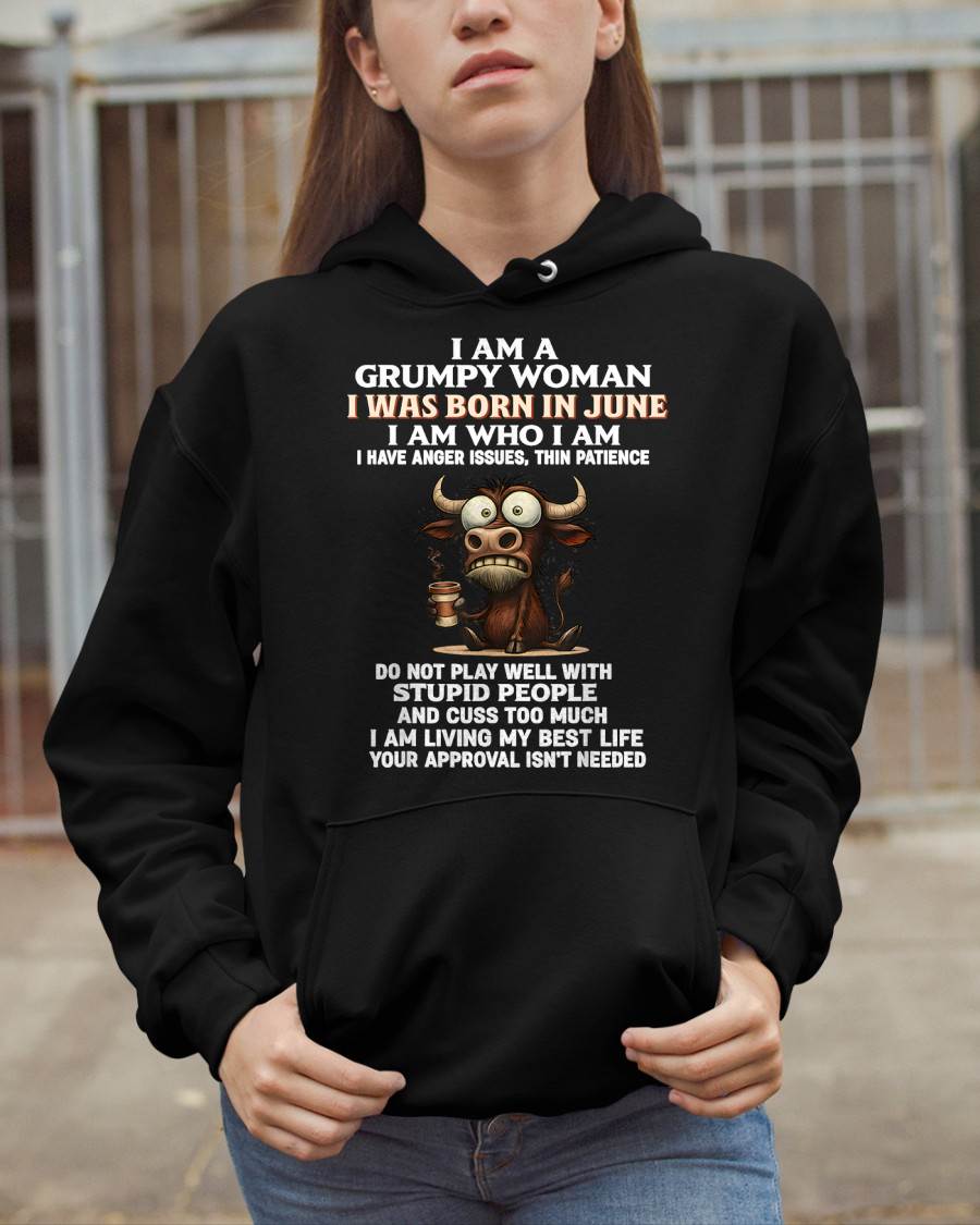 JUNE - GRUMPY WOMAN - BIRTHDAY T-SHIRT FOR WOMEN - NTTD06 (SKU2602-151-06)