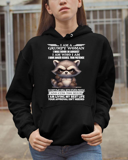 AUGUST - GRUMPY WOMAN - BIRTHDAY T-SHIRT FOR WOMEN - NTTD08 (SKU2602-152-08)