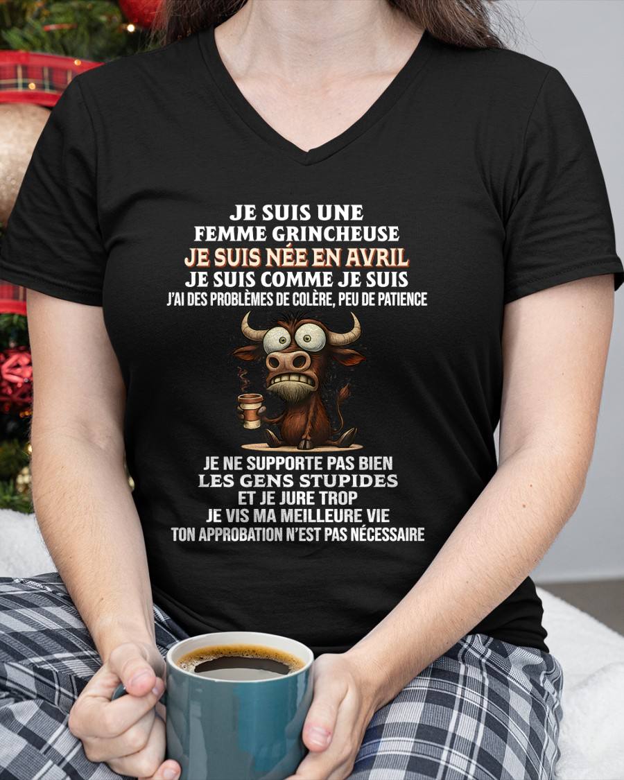 AVRIL - FEMME GRINCHEUSE – T-SHIRT D’ANNIVERSAIRE POUR FEMME - frNTTD04 (SKU2603-260-04)