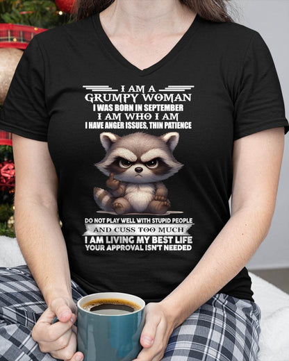 SEPTEMBER - GRUMPY WOMAN - BIRTHDAY T-SHIRT FOR WOMEN - NTTD09 (SKU2602-152-09)