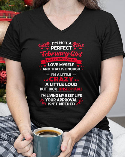 FEBRUARY - I'M NOT A PERFECT GIRL - BIRTHDAY T-SHIRT FOR WOMEN - NTTD02 (SKU2603-196-02)