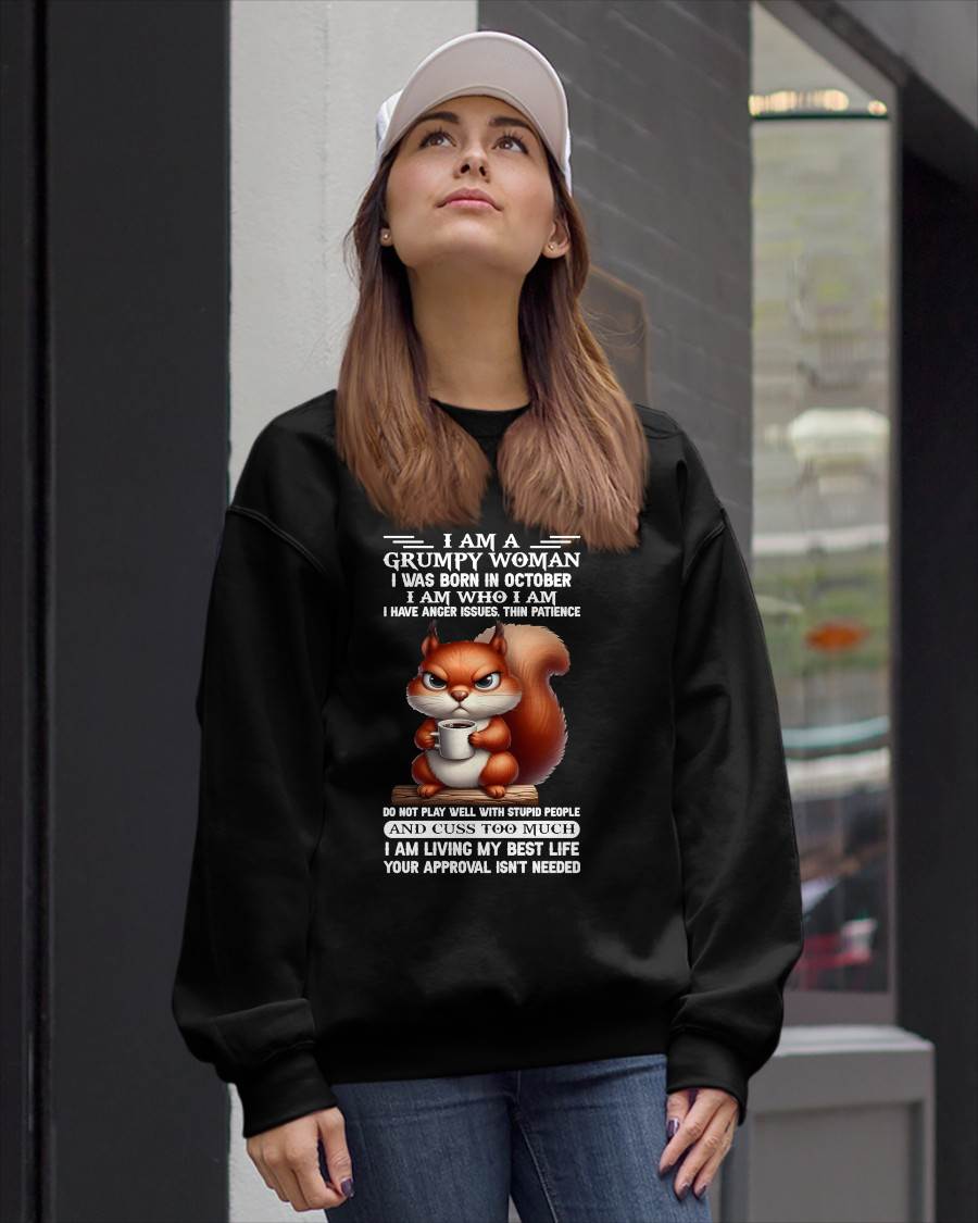 OCTOBER - GRUMPY WOMAN - BIRTHDAY T-SHIRT FOR WOMEN - NTTD10 (SKU2602-157-10)