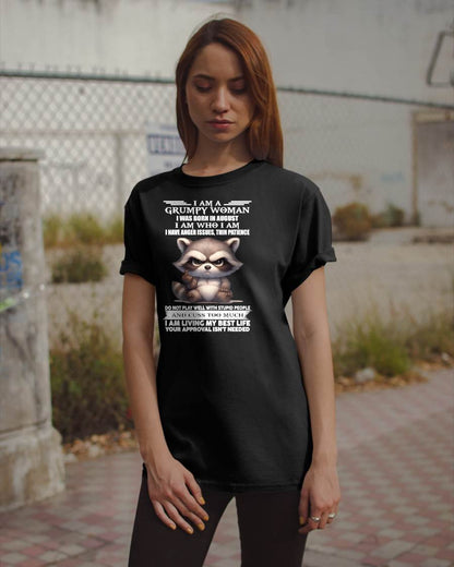 AUGUST - GRUMPY WOMAN - BIRTHDAY T-SHIRT FOR WOMEN - NTTD08 (SKU2602-152-08)