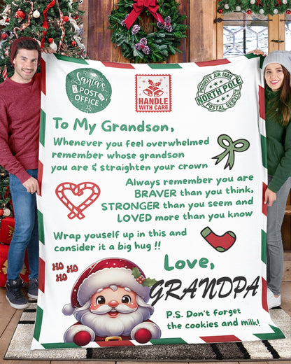 BLANKET FOR GRANDSON – COMFORT & WARMTH GIFT FROM GRANDPA  Sherpa Fleece Quilt Blanket NTTD00 (SKUB10-182)