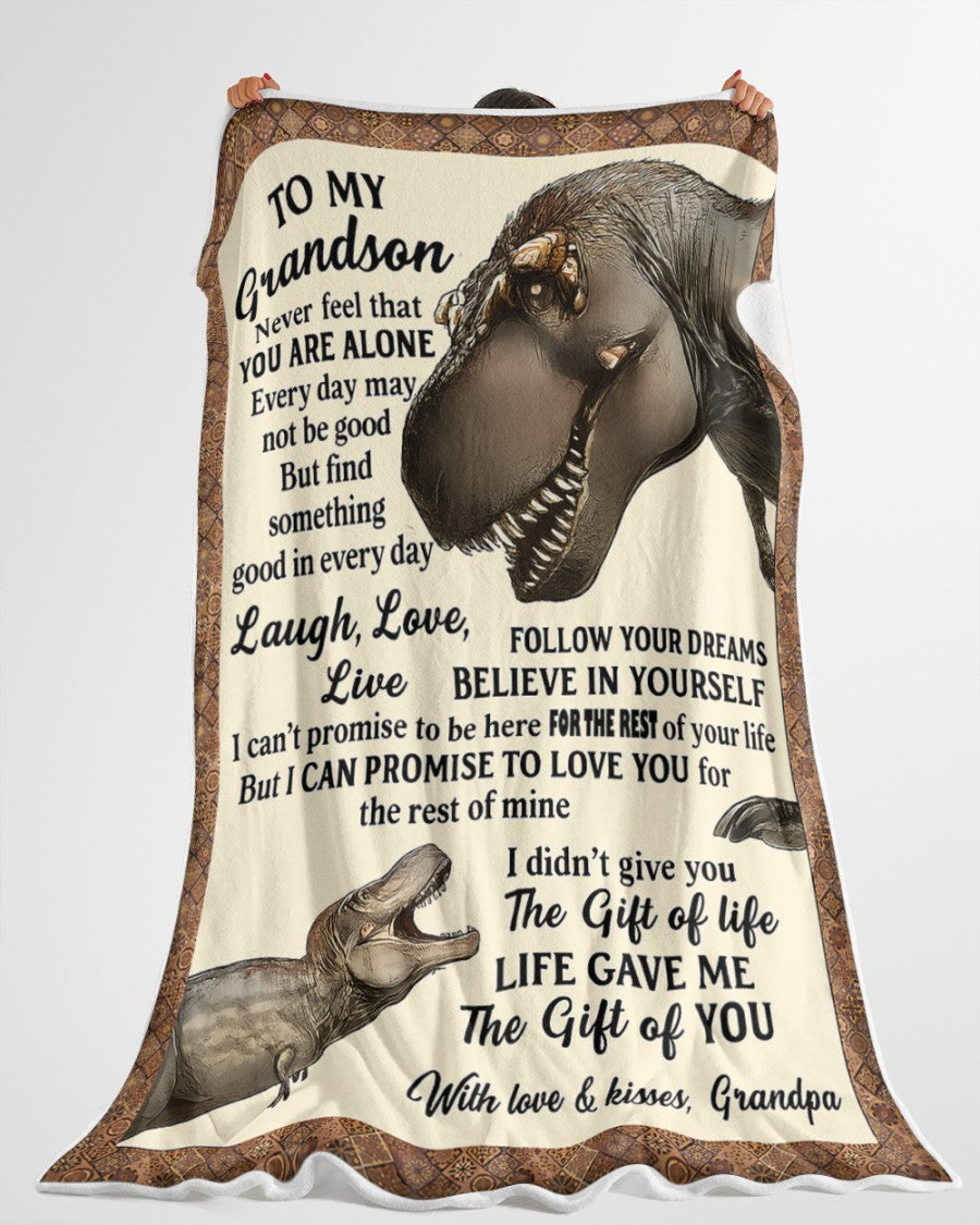 BLANKET FOR GRANDSON – COMFORT & WARMTH GIFT FROM GRANDPA  Sherpa Fleece Quilt Blanket NTTD00