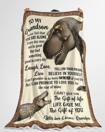 BLANKET FOR GRANDSON – COMFORT & WARMTH GIFT FROM GRANDPA  Sherpa Fleece Quilt Blanket NTTD00