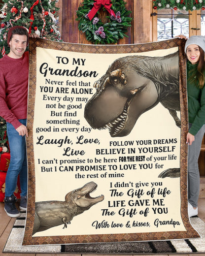 BLANKET FOR GRANDSON – COMFORT & WARMTH GIFT FROM GRANDPA  Sherpa Fleece Quilt Blanket NTTD00