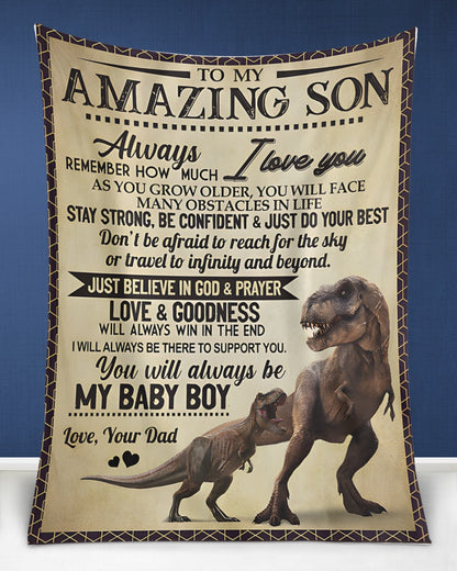 BLANKET FOR SON – COMFORT & WARMTH GIFT FROM DAD Sherpa Fleece Quilt Blanket NTTD00 (SKUB-BLK-DADS2)