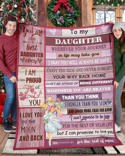 BLANKET FOR DAUGHTER – COMFORT & WARMTH GIFT FROM MOM Sherpa Fleece Quilt Blanket NTTD00 (SKUB11-BLK-01)