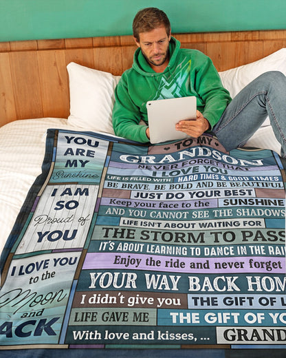 BLANKET FOR GRANDSON – COMFORT & WARMTH GIFT FROM GRANDPA  Sherpa Fleece Quilt Blanket NTTD00 (SKUB11-BLK-08)