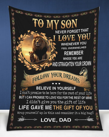 BLANKET FOR SON – COMFORT & WARMTH GIFT FROM DAD Sherpa Fleece Quilt Blanket NTTD00 (SKUB11-BLK-11)