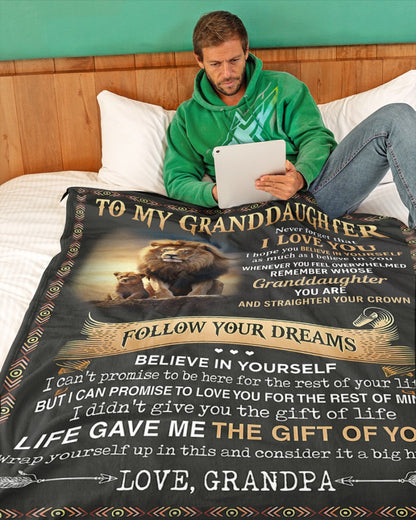 BLANKET FOR GRANDDAUGHTER – COMFORT & WARMTH GIFT FROM GRANDPA  Sherpa Fleece Quilt Blanket NTTD00 (SKUB11-BLK-15)