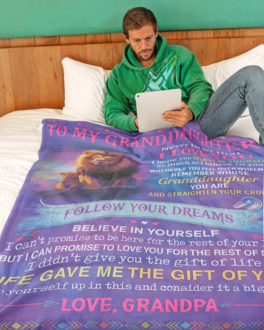 BLANKET FOR GRANDDAUGHTER – COMFORT & WARMTH GIFT FROM GRANDPA  Sherpa Fleece Quilt Blanket NTTD00 (SKUB11-BLK-17)