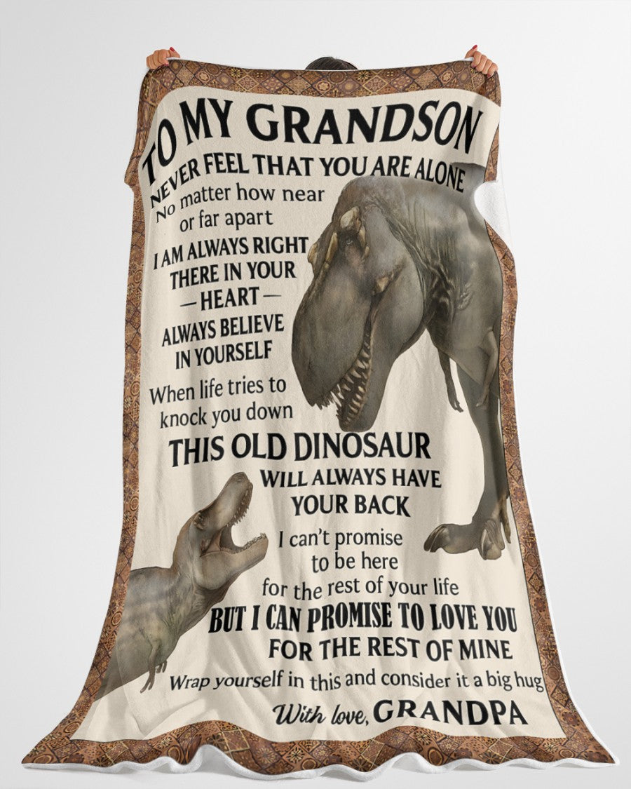 BLANKET FOR GRANDSON – COMFORT & WARMTH GIFT FROM GRANDPA  Sherpa Fleece Quilt Blanket NTTD00 (SKUB11-BLK-18)