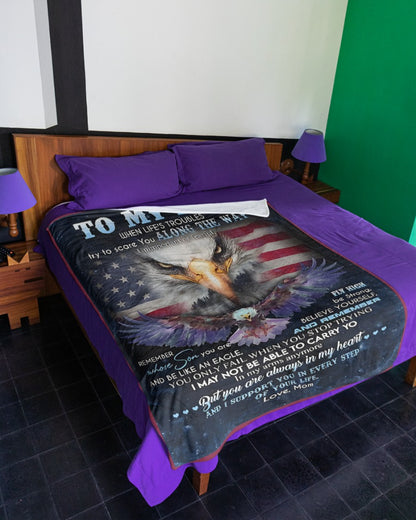 BLANKET FOR SON – COMFORT & WARMTH GIFT FROM MOM Sherpa Fleece Quilt Blanket NTTD00 (SKUB11-BLK-19)