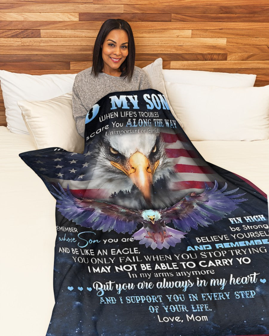 BLANKET FOR SON – COMFORT & WARMTH GIFT FROM MOM Sherpa Fleece Quilt Blanket NTTD00 (SKUB11-BLK-19)